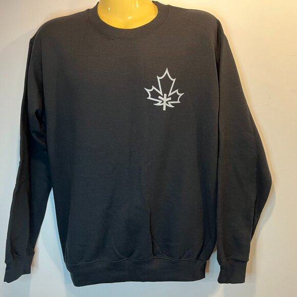 Gildan Men's Black Fleece Maple Leaf Crewneck Sweatshirt – Size Small - NWT - Picture 2 of 5